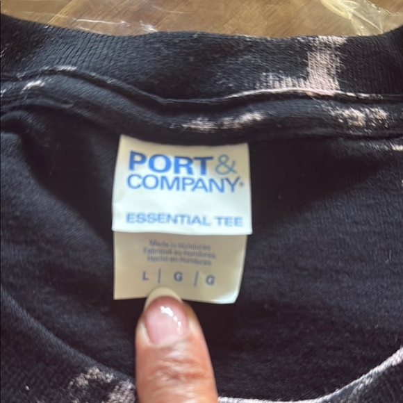 Port & Company Black & Pink Tie Dye Short Sleeve Tee Crew Neck Casual Size Large - Picture 3 of 3